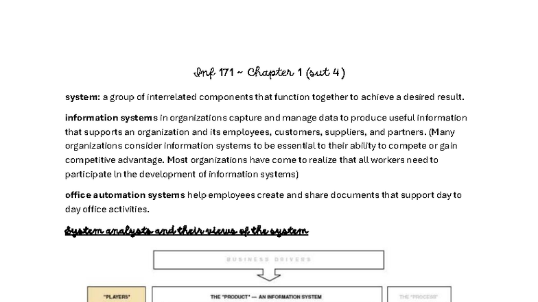 INF 171 Chapter 1 Notes - Overview of Systems Analysis & Design Methods ...