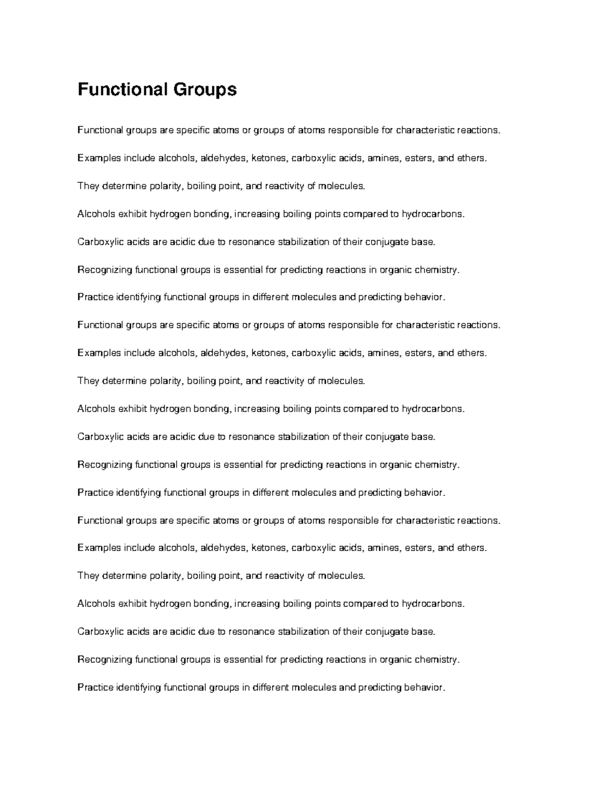 Functional Groups Study Guide for Organic Chemistry - Studocu