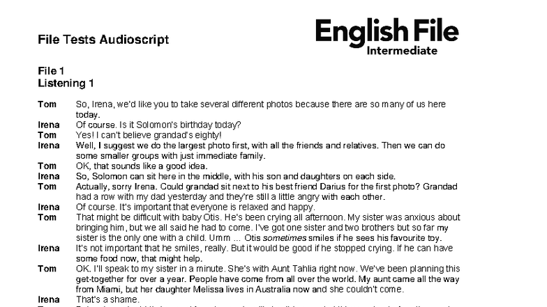 File Tests Audioscript: Listening Exercises for English Language ...