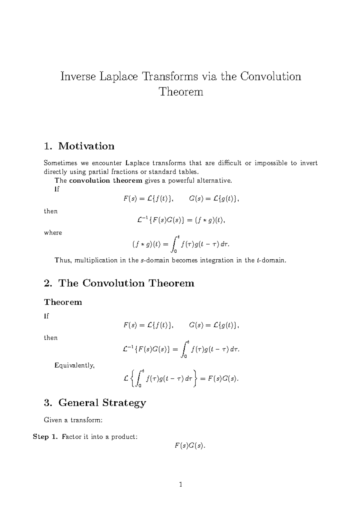 Convolution Notes: Inverse Laplace Transforms Explained - Studocu