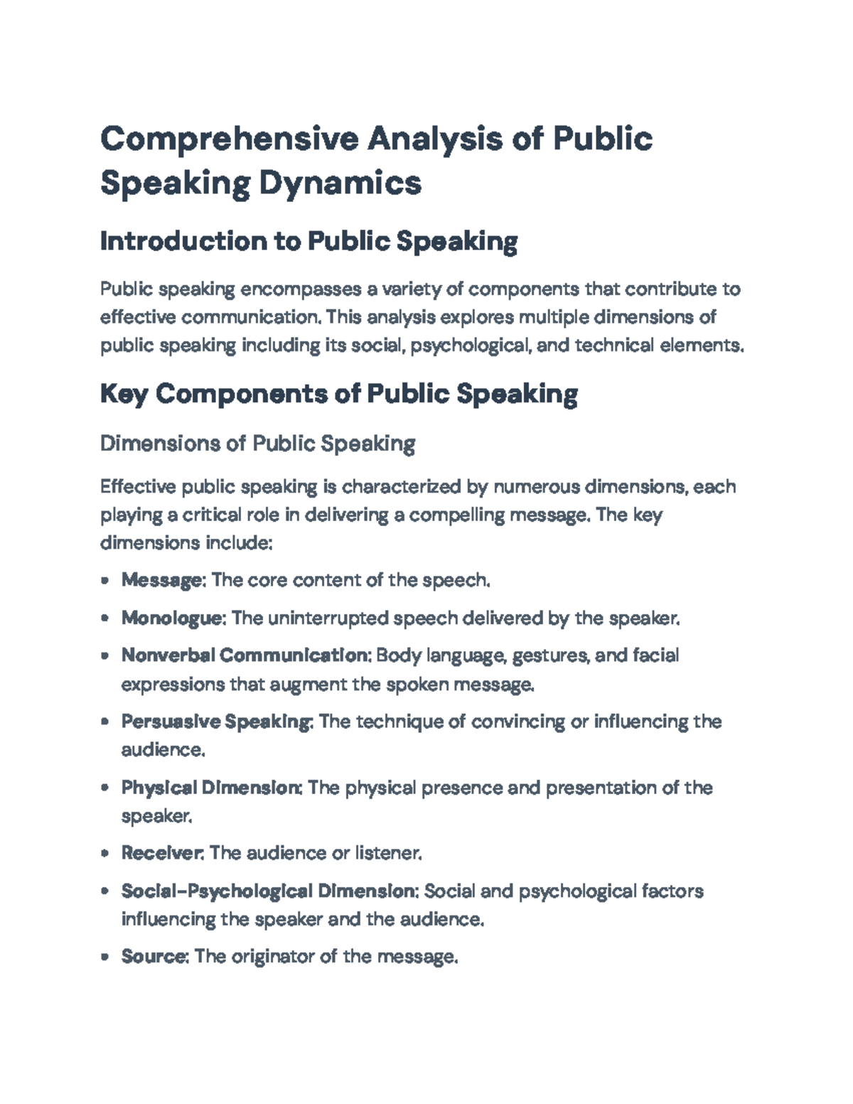 Comprehensive Analysis of Public Speaking Dynamics (PS 101 ...