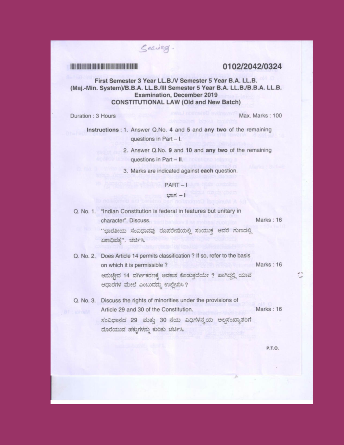 Constitutional Law Exam Notes - B.A. LL.B. Sem 5 (Dec 2019) - Studocu