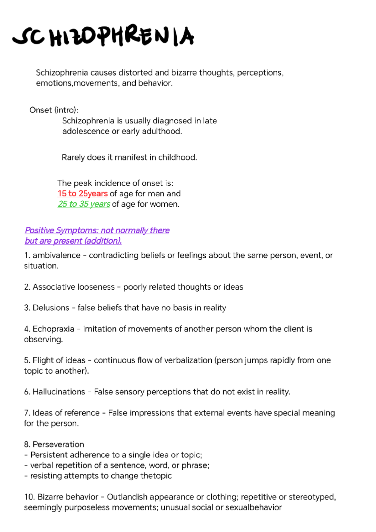 Schizophrenia Overview and Management - Psychiatric Nursing (PSY 101 ...