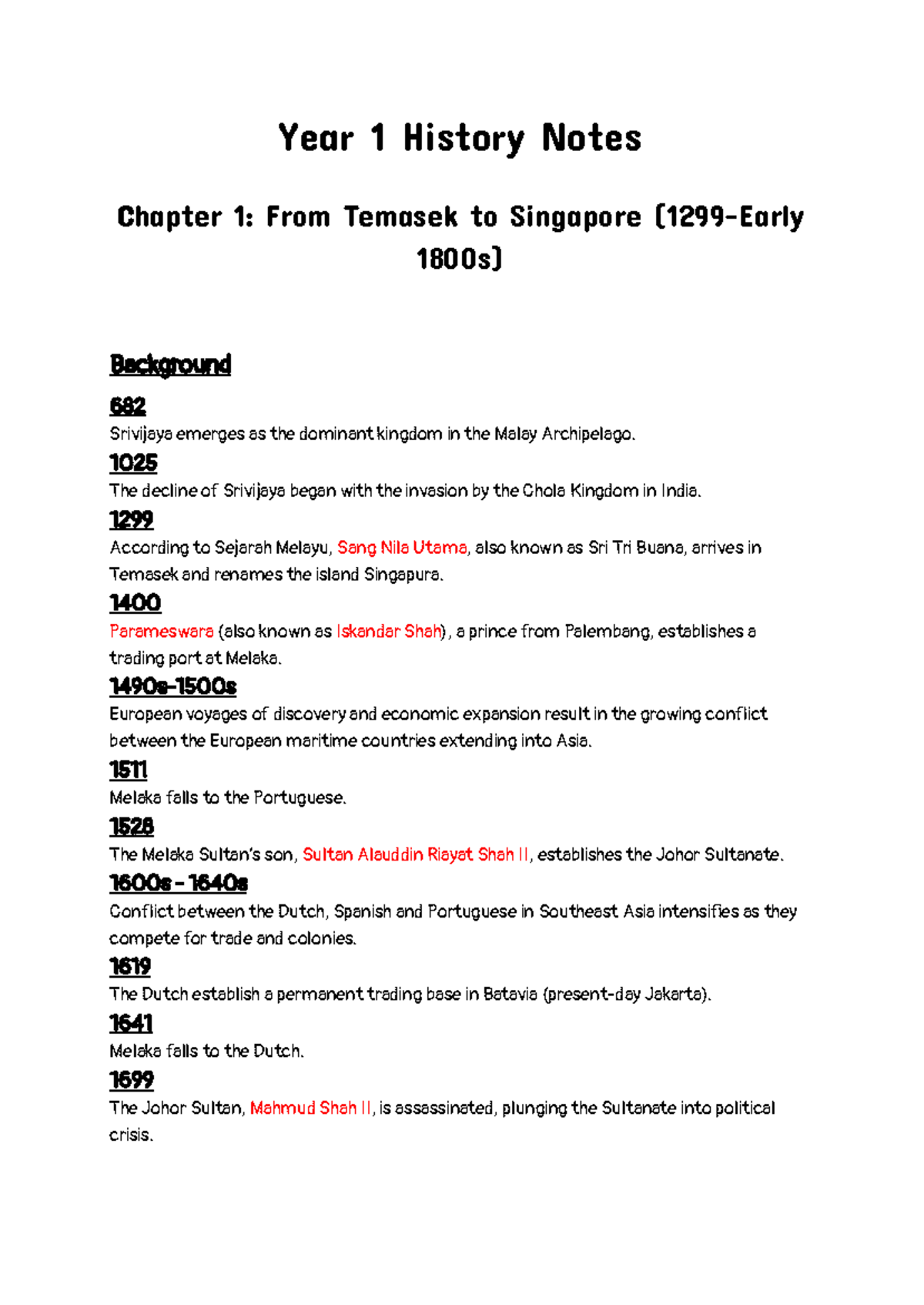Sec 1 History Notes: Chapter 1 - From Temasek to Singapore (1800s ...
