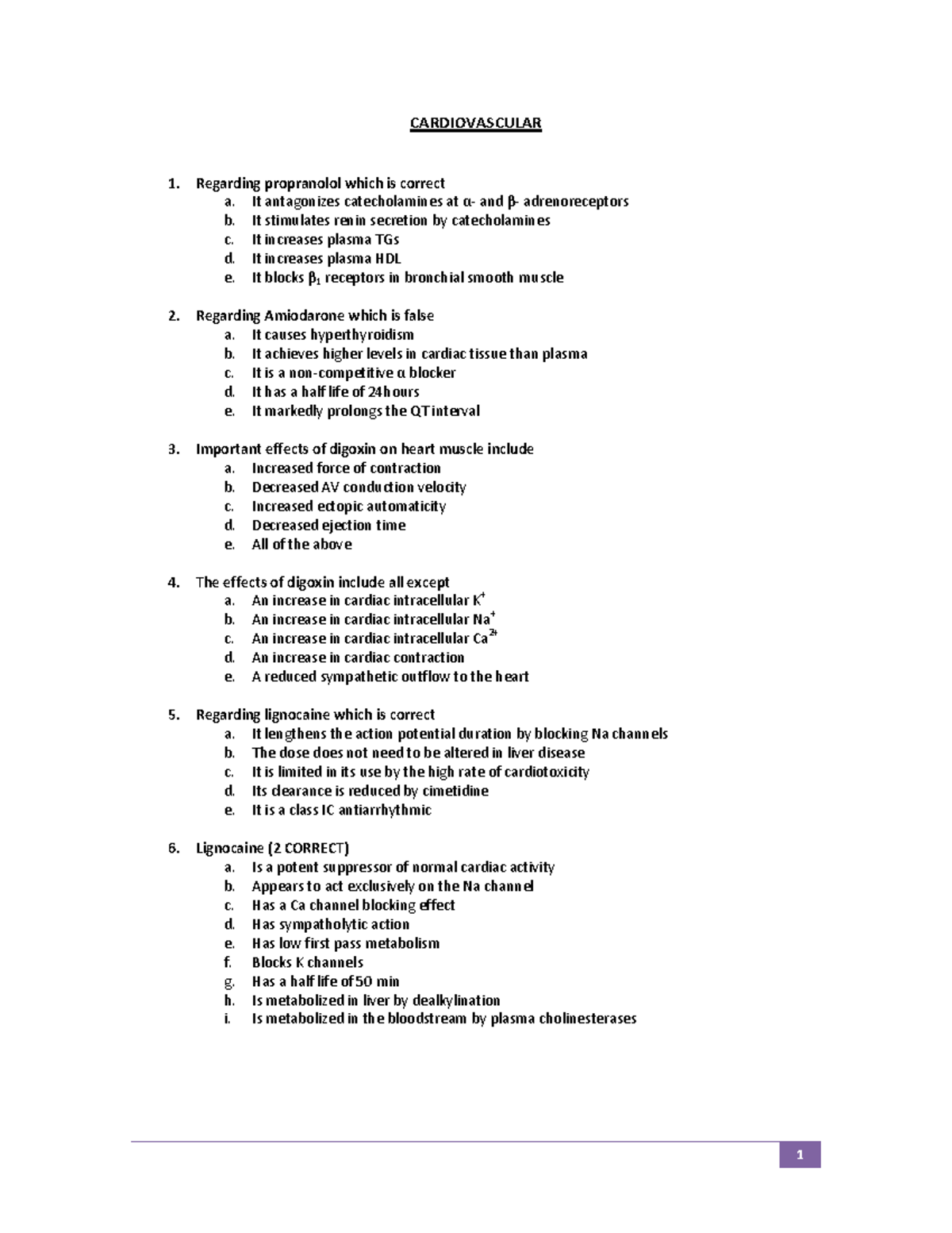 Cardiovascular System Overview - Key Concepts and Quiz Answers - Studocu