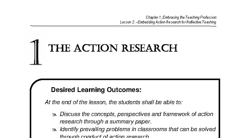 Ch01 L2: Action Research for Reflective Teaching Insights - Studocu