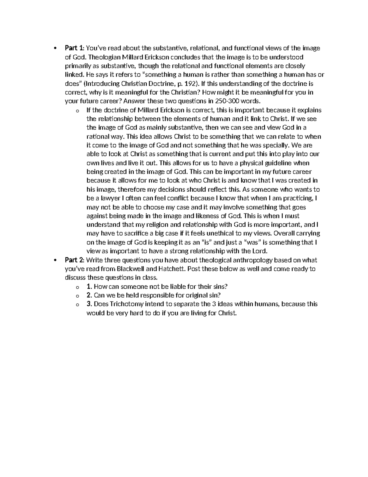 Theological Reflection on God’s Image - Reading Reflection 1 - Studocu