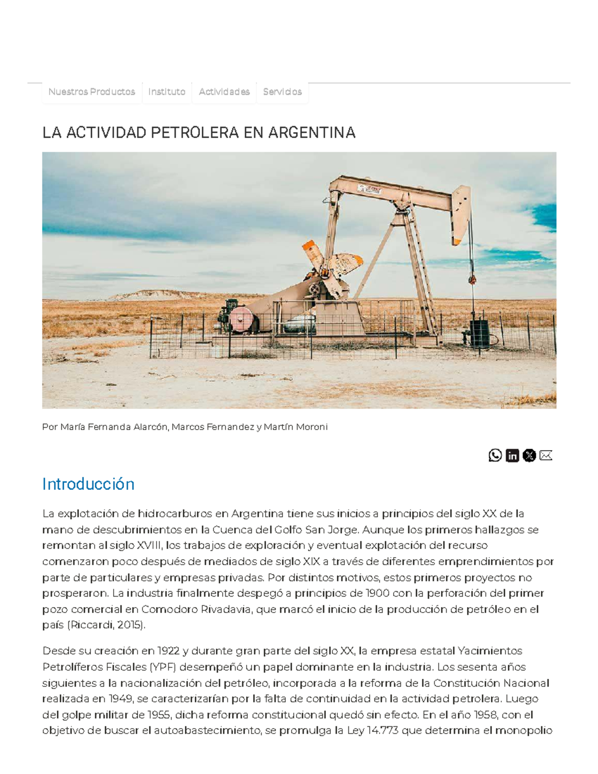 La Actividad Petrolera en Argentina: Historia y Desarrollo IGN - Studocu