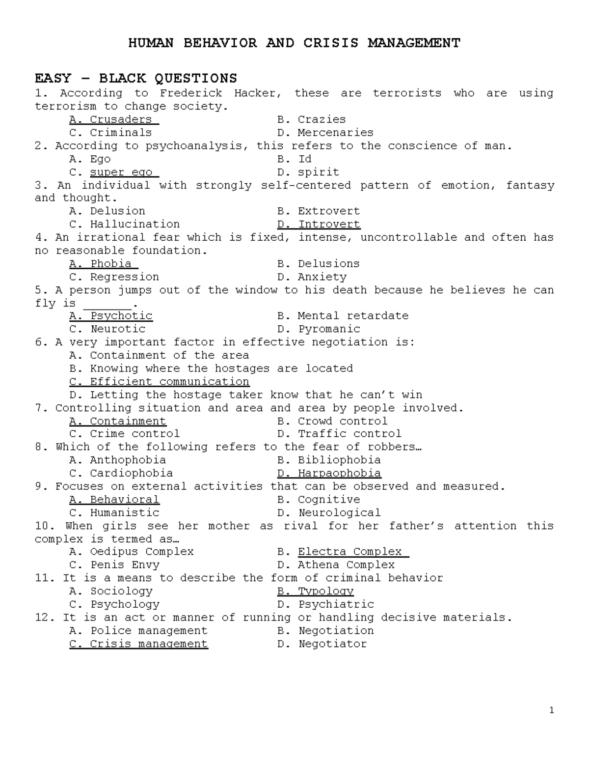 Crimsoc-5 Human - Test Items for Exam Preparation - Studocu