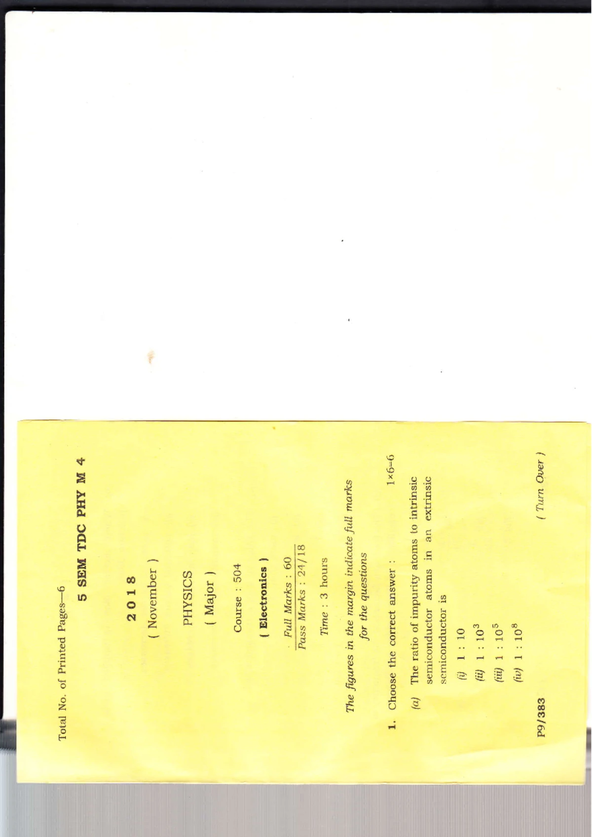2017 - Final Exam Question Paper for Course Code: t - Studocu