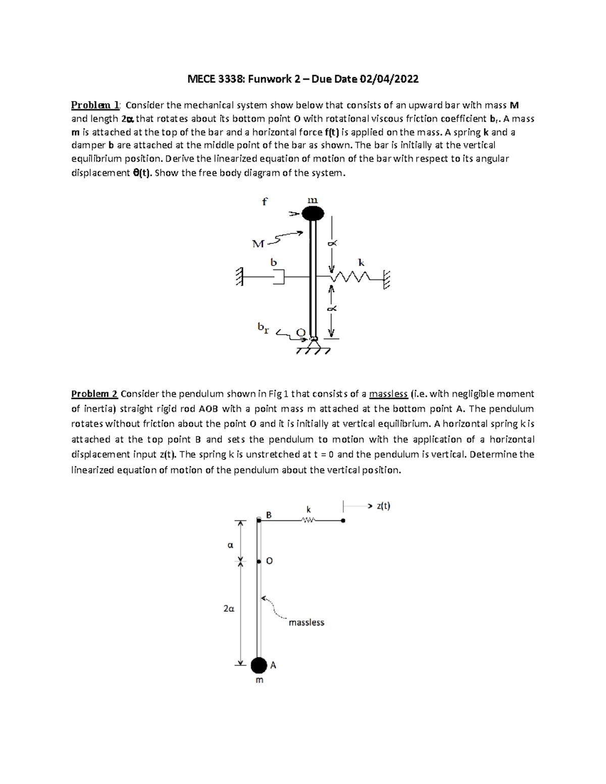 MECE 3338: Funwork 2 – Homework Problems & Solutions S2025 - Studocu