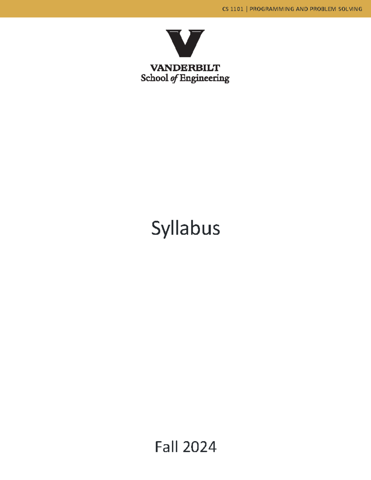 CS 1101 Programming and Problem Solving Syllabus - Fall 2024 - Studocu