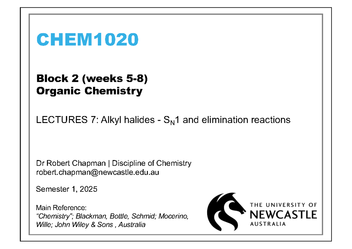 CHEM1020 Lecture Notes: SN1 & Elimination Reactions of Alkyl Halides ...