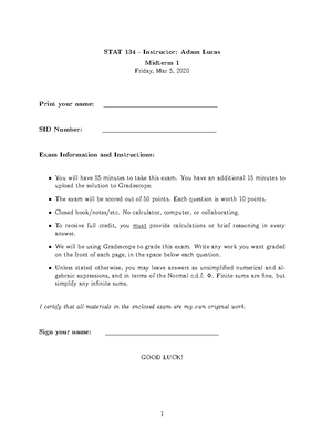 F21 stat134 Quiz3 3 - stat 134 quiz - Quiz 3, STAT 134, Fall 2021 Adam ...
