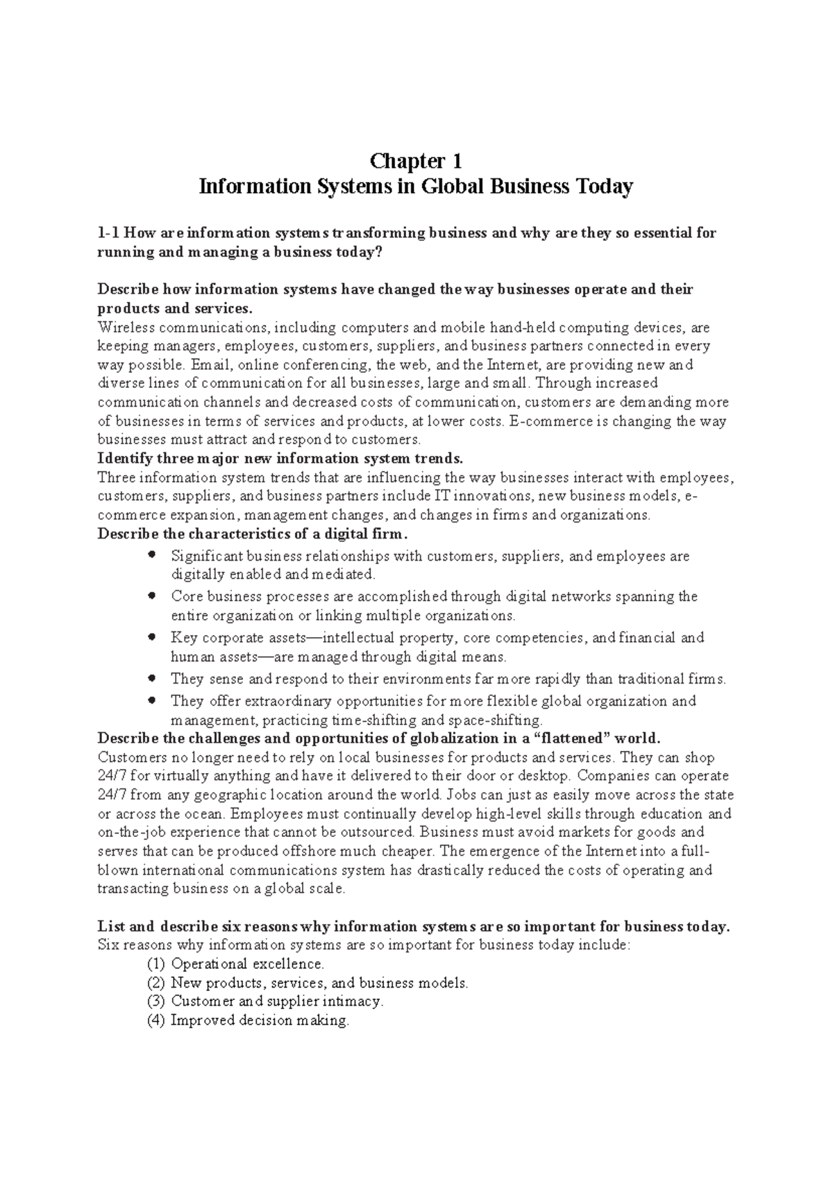 MIS Midterm Exam: Information Systems in Global Business Today - Studocu