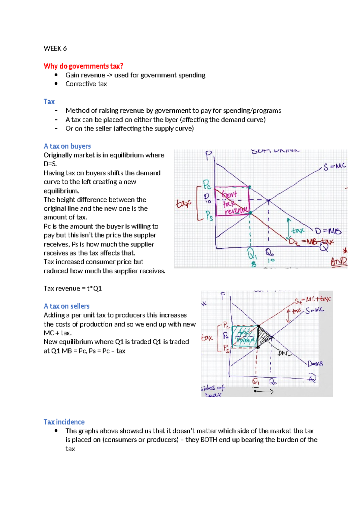 WEEK 6 - Taxation and Market Efficiency Notes - Studocu