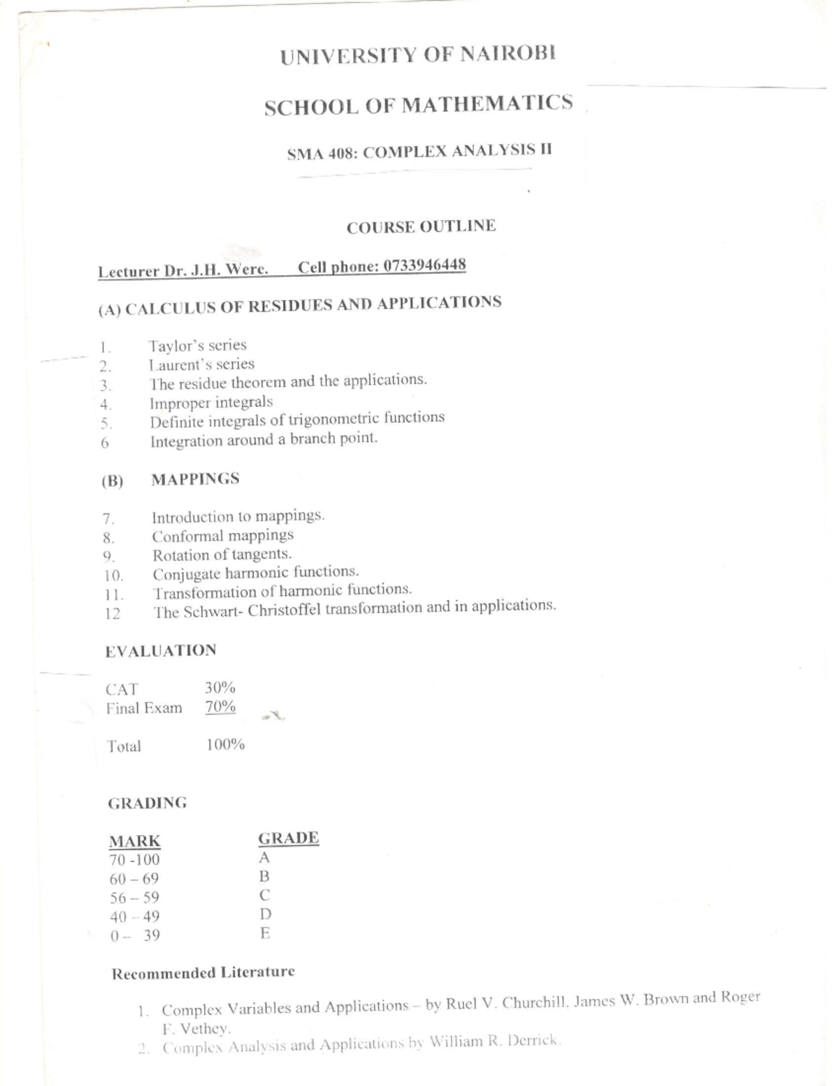 TMA408 - Lecture notes - Complex analysis 2 - Studocu