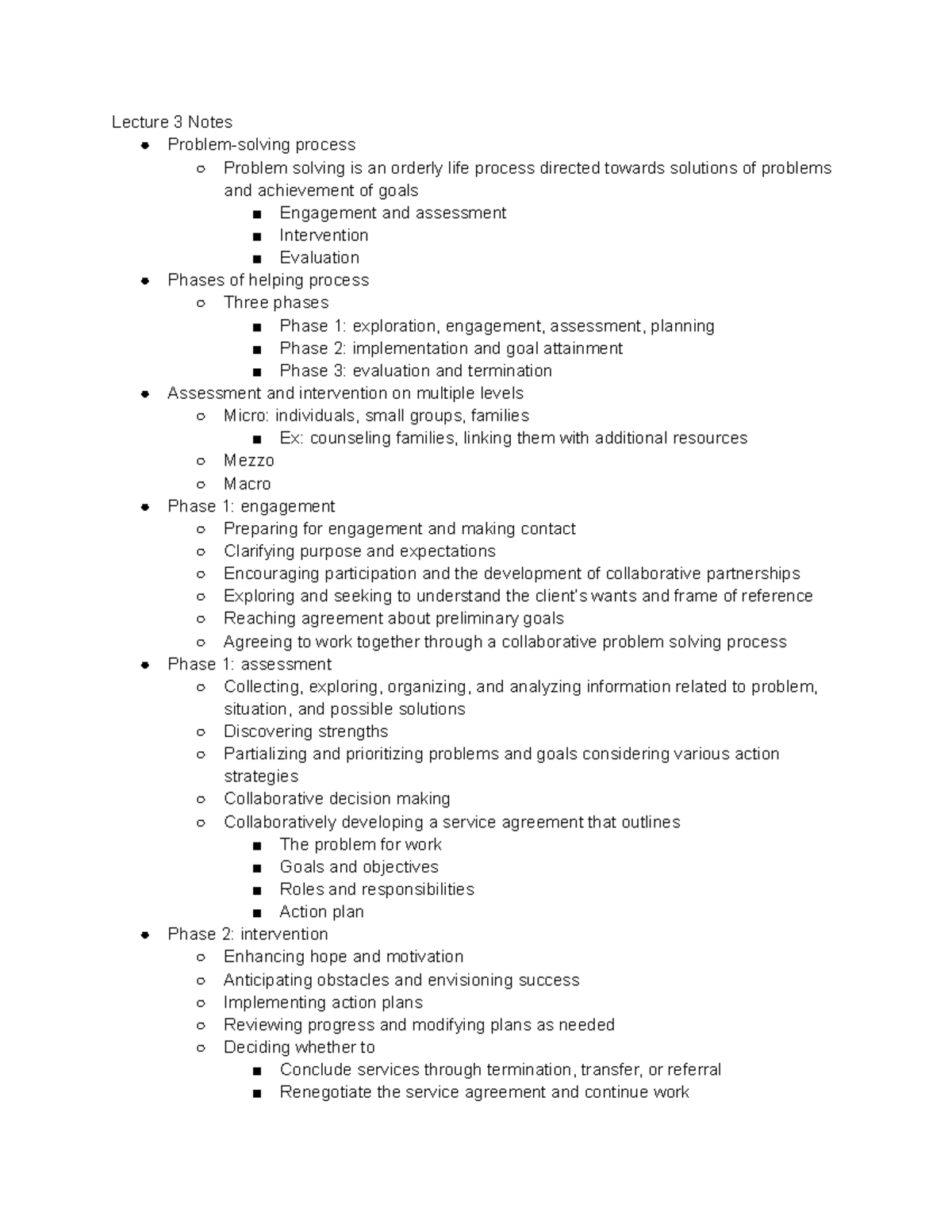 Lecture 3 Notes - Problem-Solving And Phases of the Helping Process ...