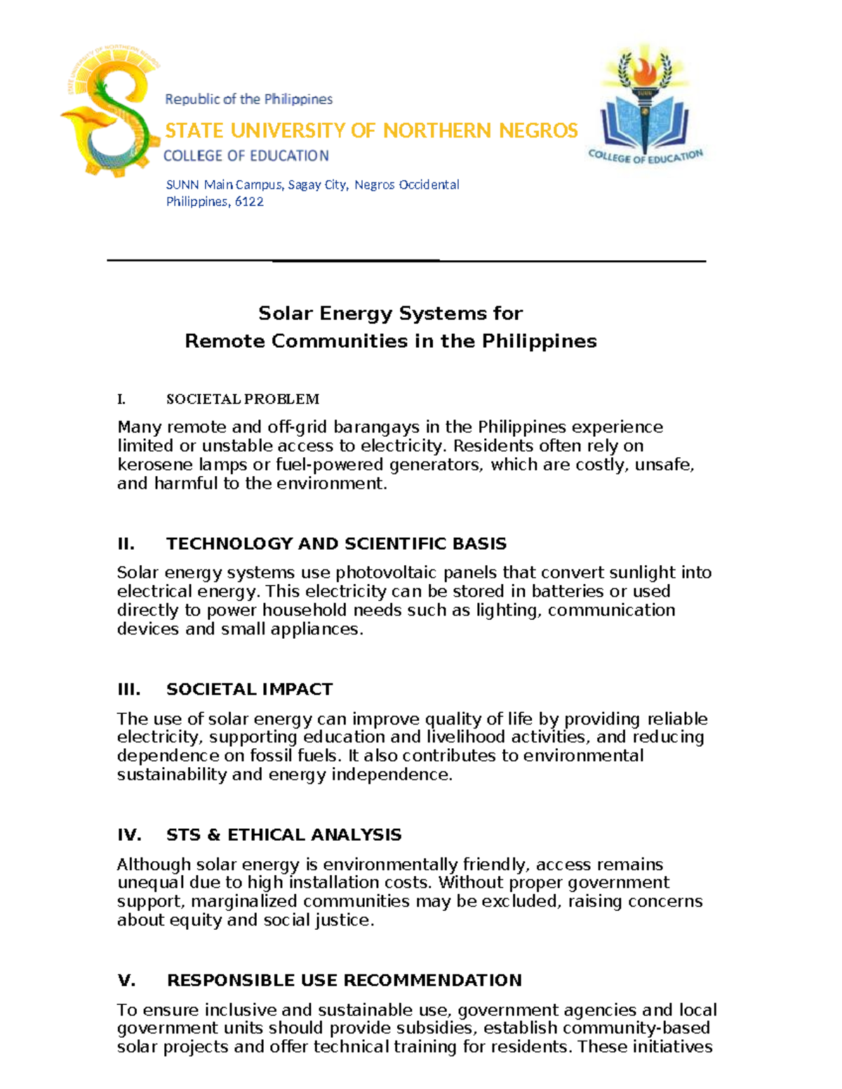 Solar Energy Systems for Remote Communities in the Philippines: A Study ...