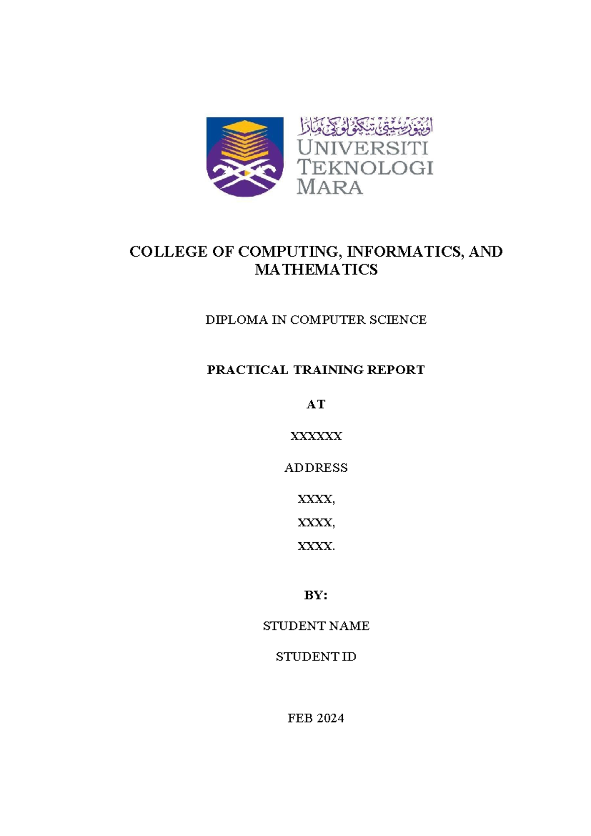 Practical Training Report for Diploma in Computer Science (CS 101 ...