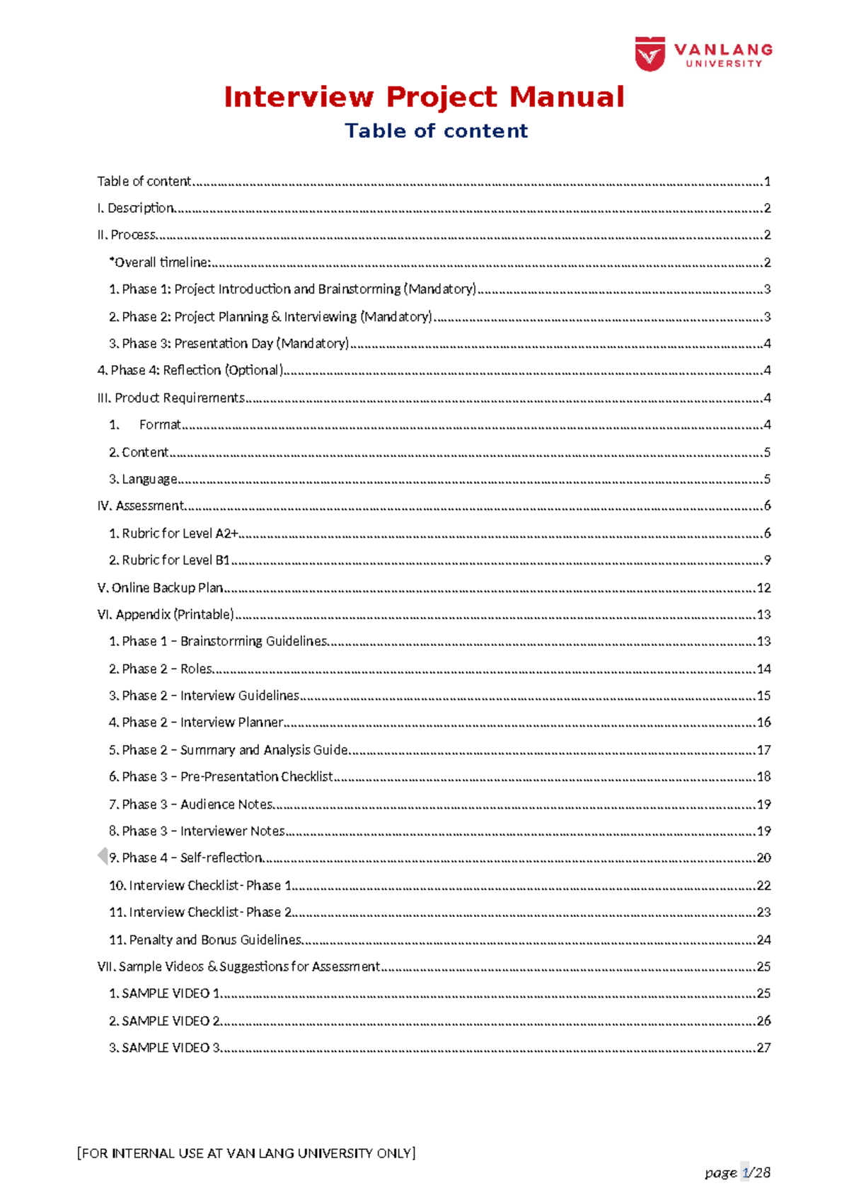 Anh văn 3 & 4 [ Editable] PBA Manual - Interview Project - Interview ...