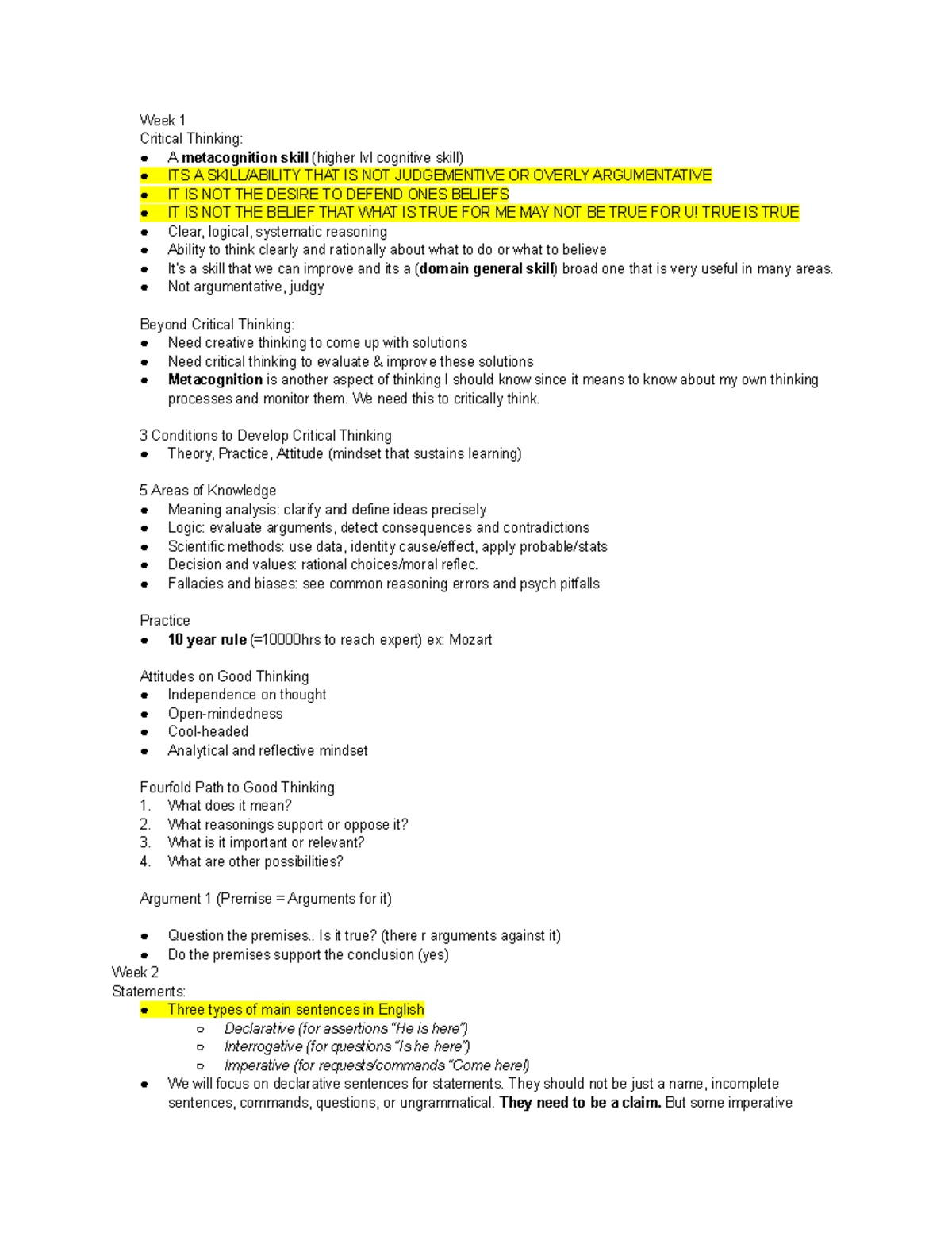 PHIL 1230 Lecture Notes: Understanding Critical Thinking Concepts - Studocu