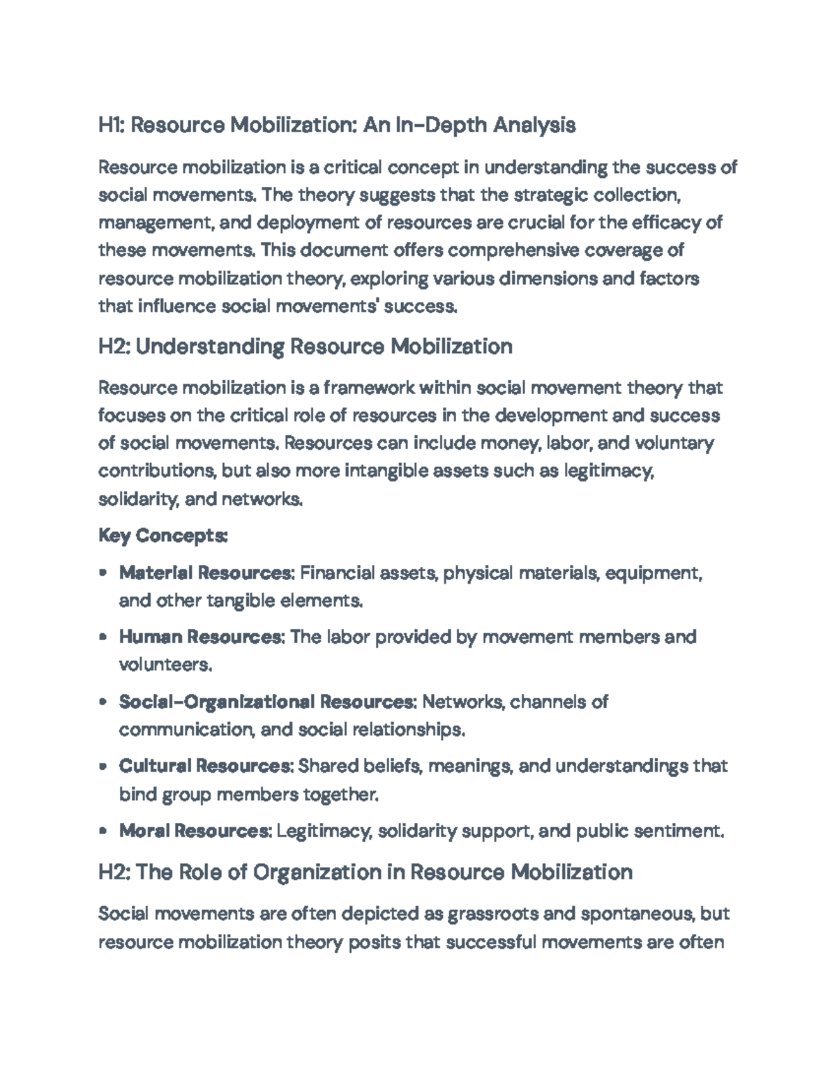 Resource Mobilization Theory: Analyzing Social Movements Dynamics - H1 ...