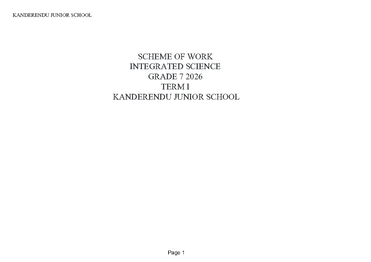 Grade 7 Integrated Science Scheme of Work - Kanderendu Junior School ...