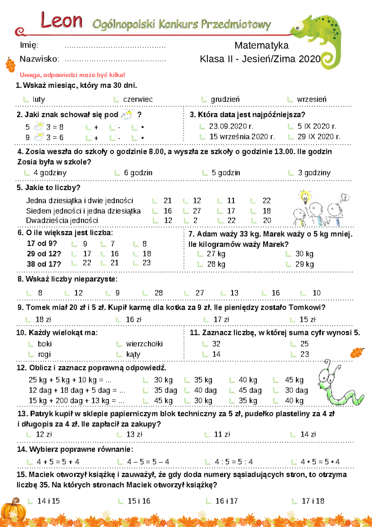 Matematyka klasa 2 jesień 2020 - - Studocu