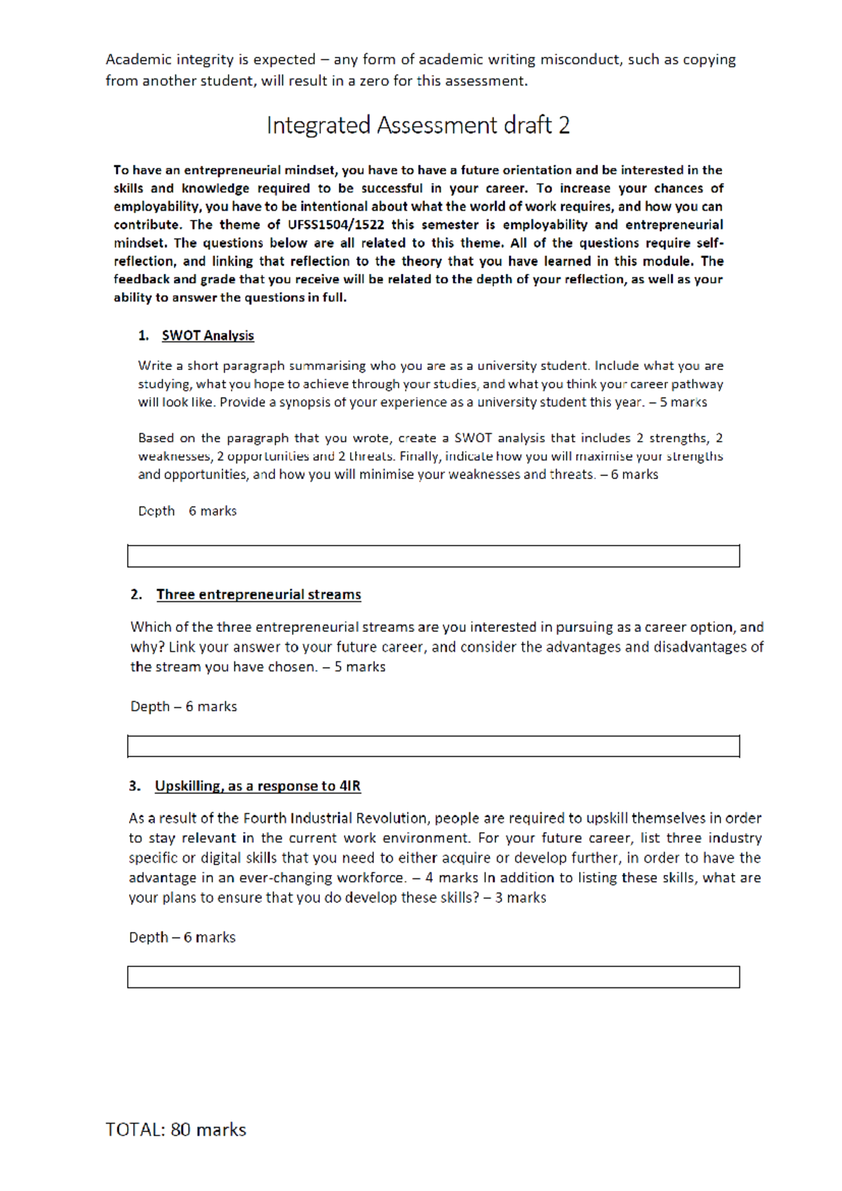 Integrated Assessment Worksheet - Final Exam 2021 - Studocu