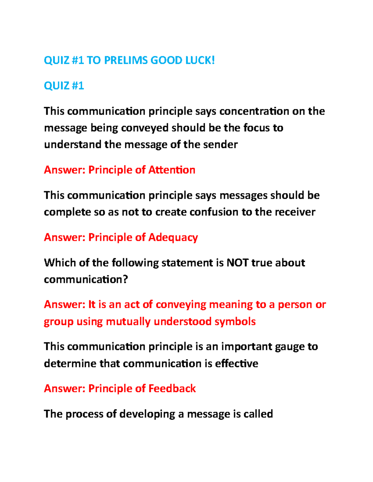 Purposive COM QUIZ 1 to Prelims Study Guide and Practice Answers - Studocu