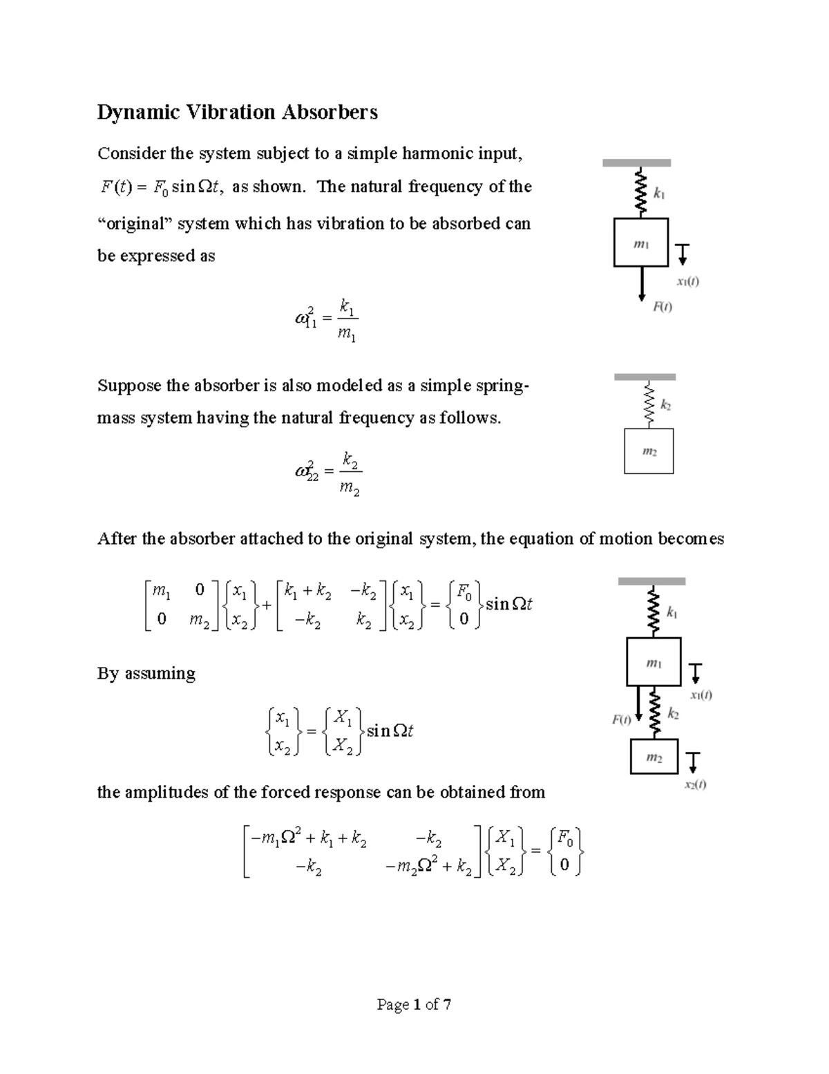 Vid-7 Forced Vib - Lecture notes 7 - Steady State Response of ...