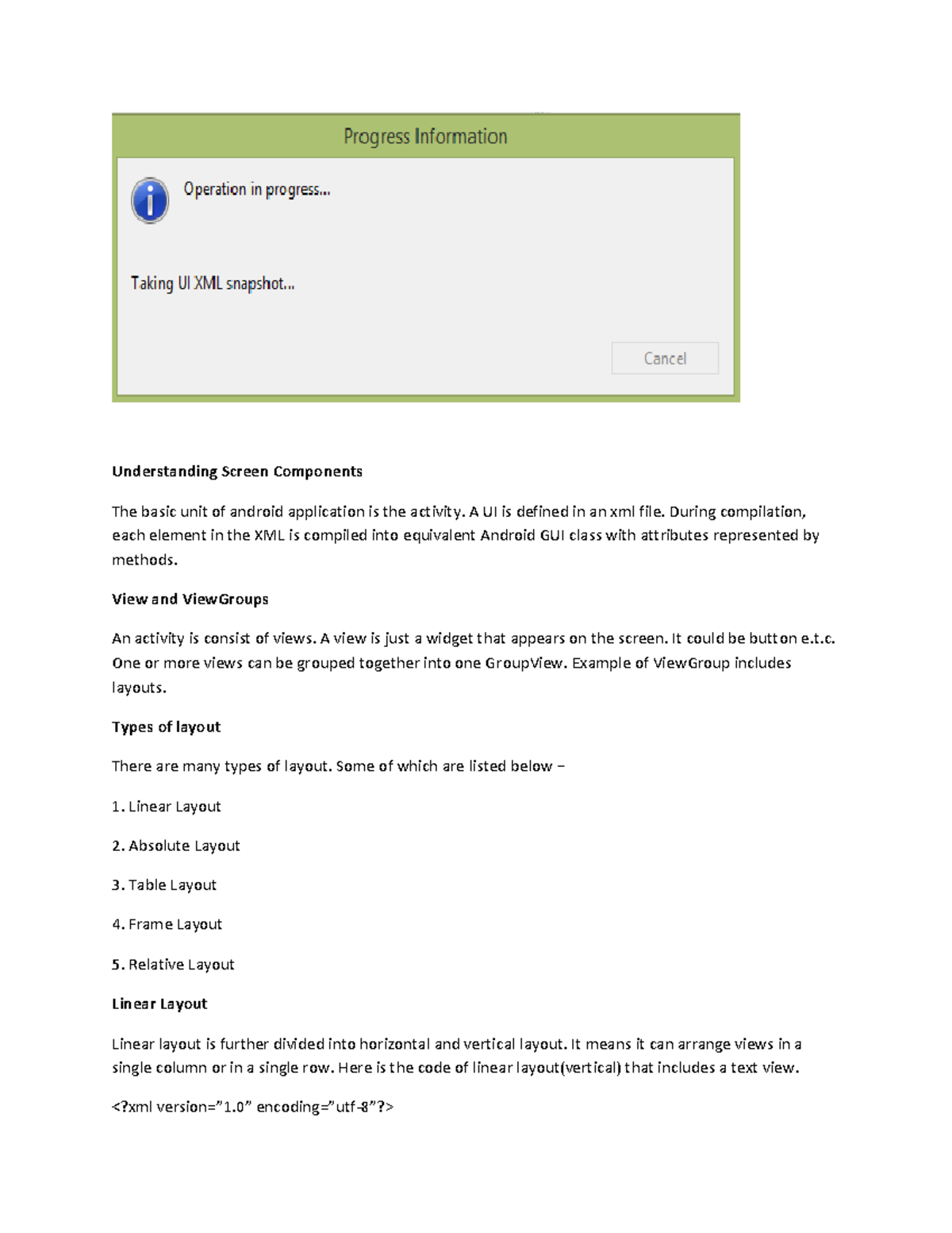 MAD UNIT 2 - Mad - Understanding Screen Components The basic unit of ...
