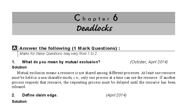 Chapter 1 - Process Deadlocks: Understanding and Analysis - Studocu