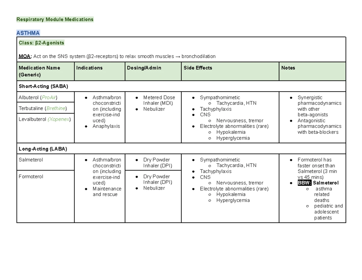 Comprehensive Guide to TB Treatment Medications and Protocols - Studocu