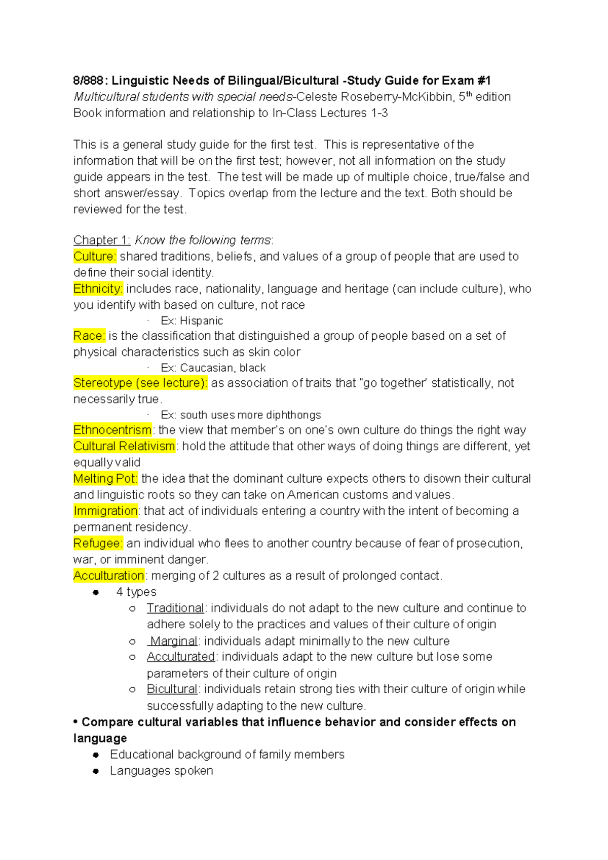 Cultural Competence and Language Assessment Strategies (Course Code ...