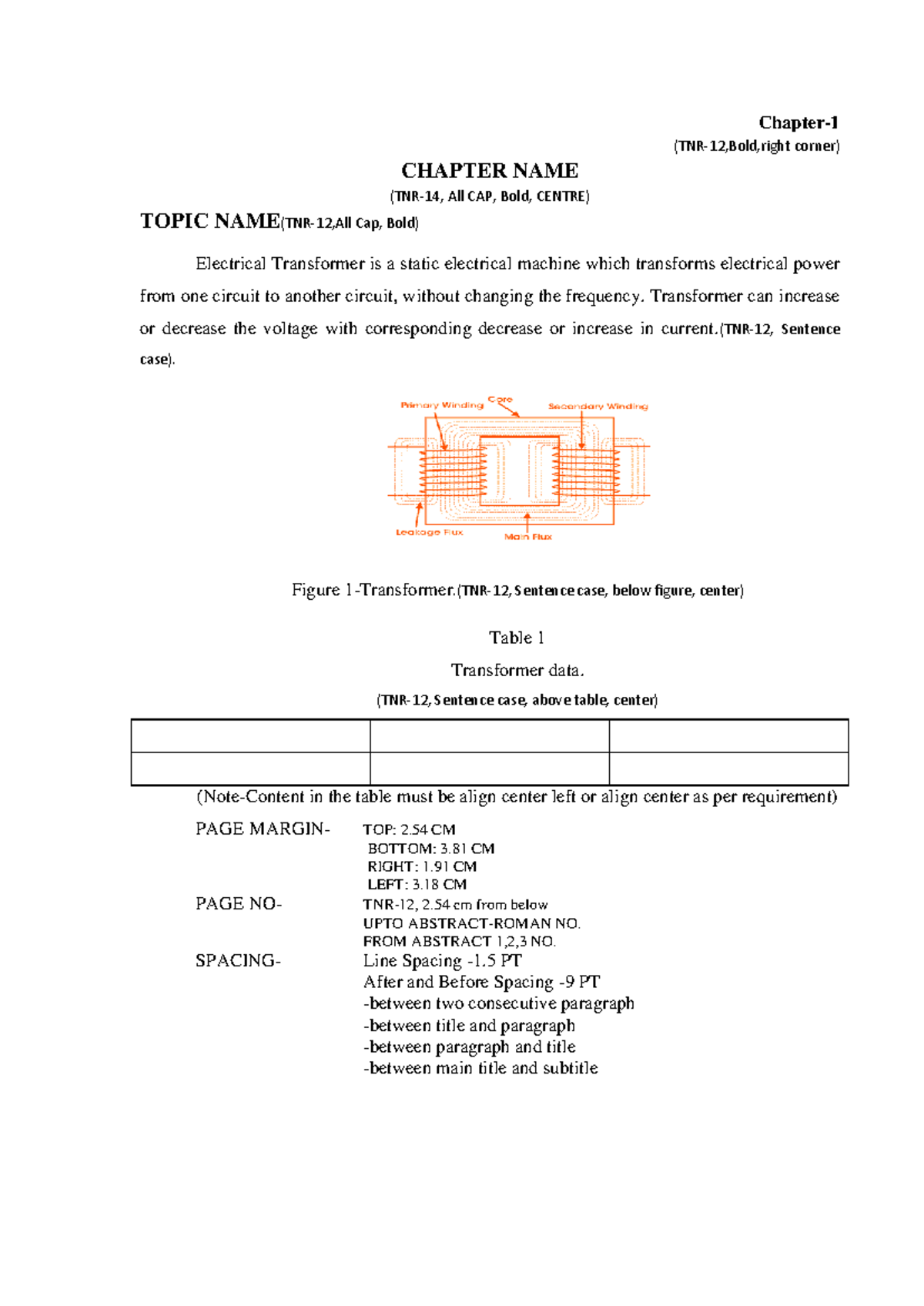 Electrical Transformer: Chapter Overview and Formatting Guidelines ...
