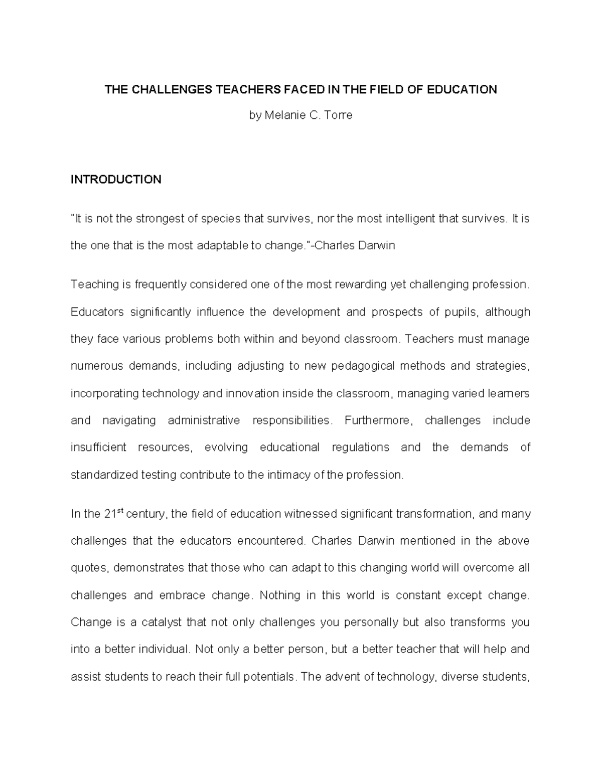 THE Challenges Teachers Faced IN THE Field OF Education - THE ...