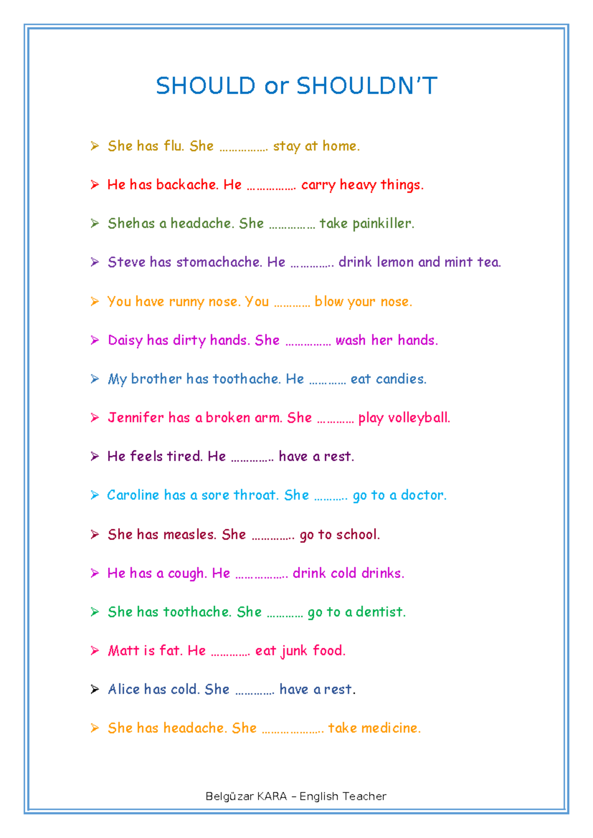 Should vs Shouldn't: Health-Related Scenarios and Advice - Studocu