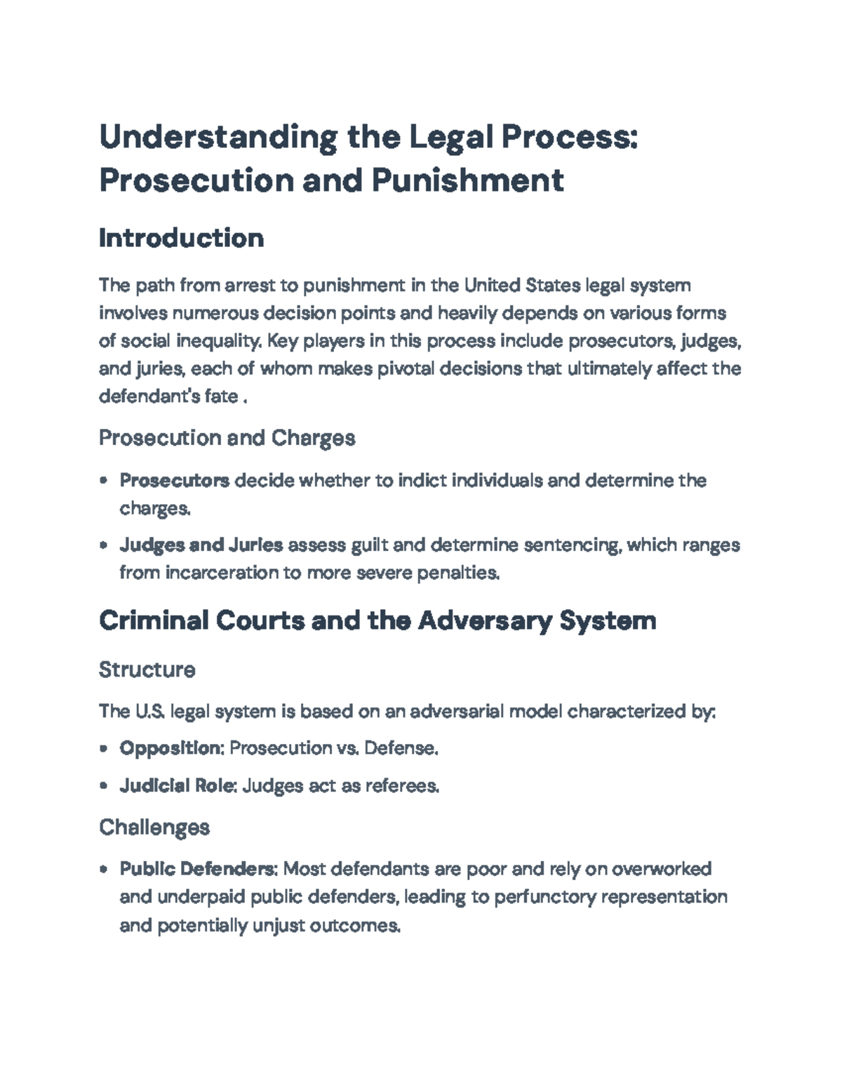 Understanding the U.S. Legal System: Inequality in Prosecution ...