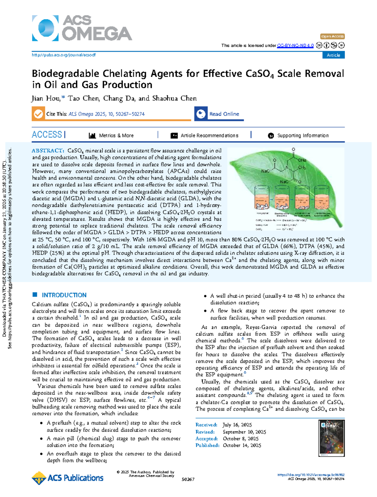 Biodegradable Chelating Agents for CaSO4 Scale Removal in Oil & Gas ...