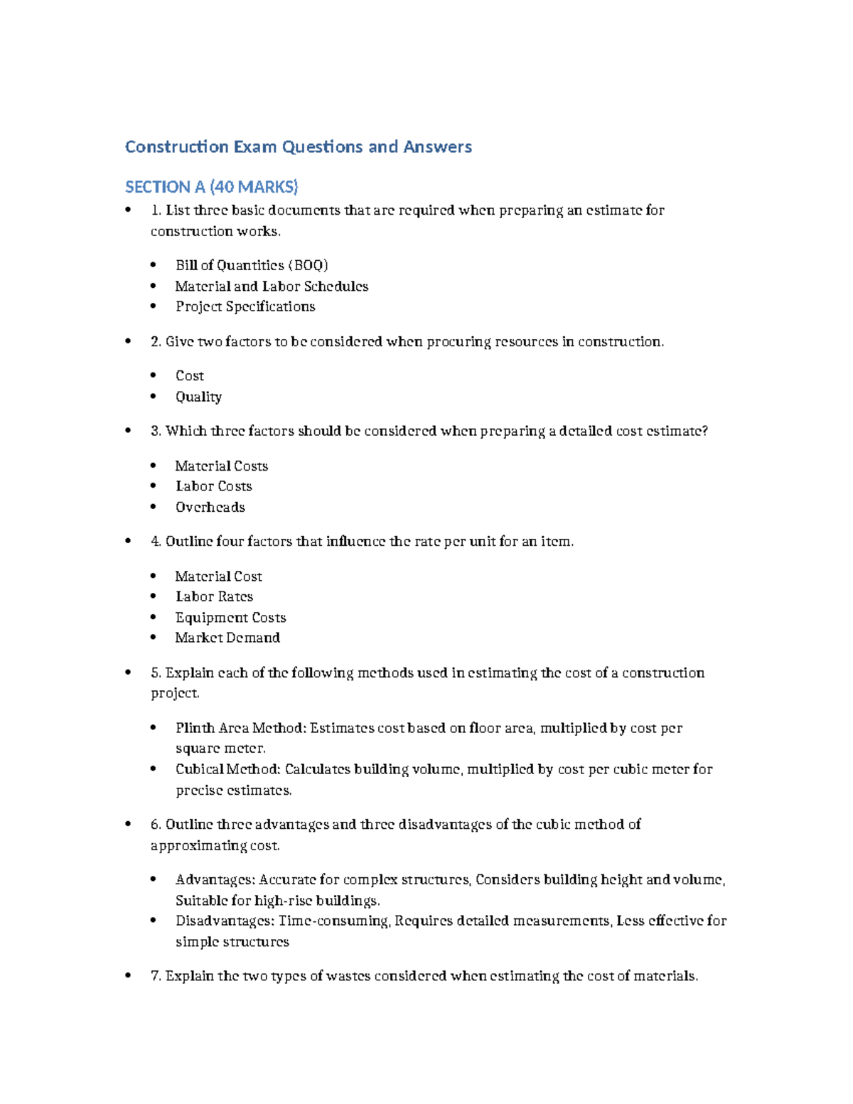 Construction Exam Answers - Construction Exam Questions and Answers ...