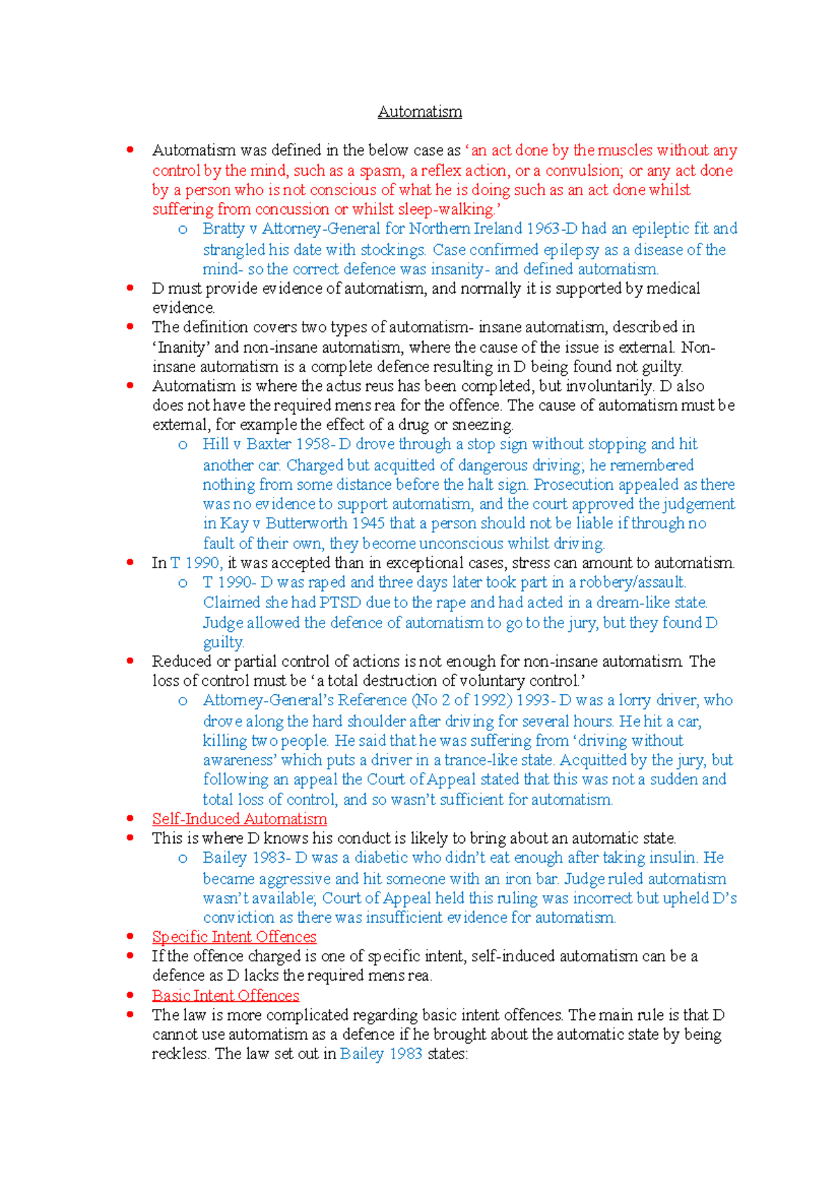 Law 101: Understanding Automatism and Legal Defenses in Case Studies ...