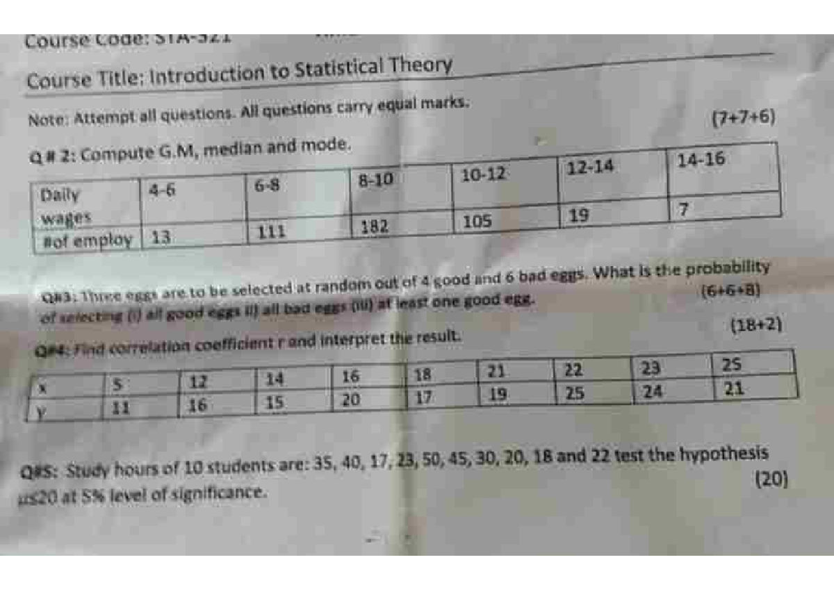 Paper solution statistics - Probability & statistics - Studocu
