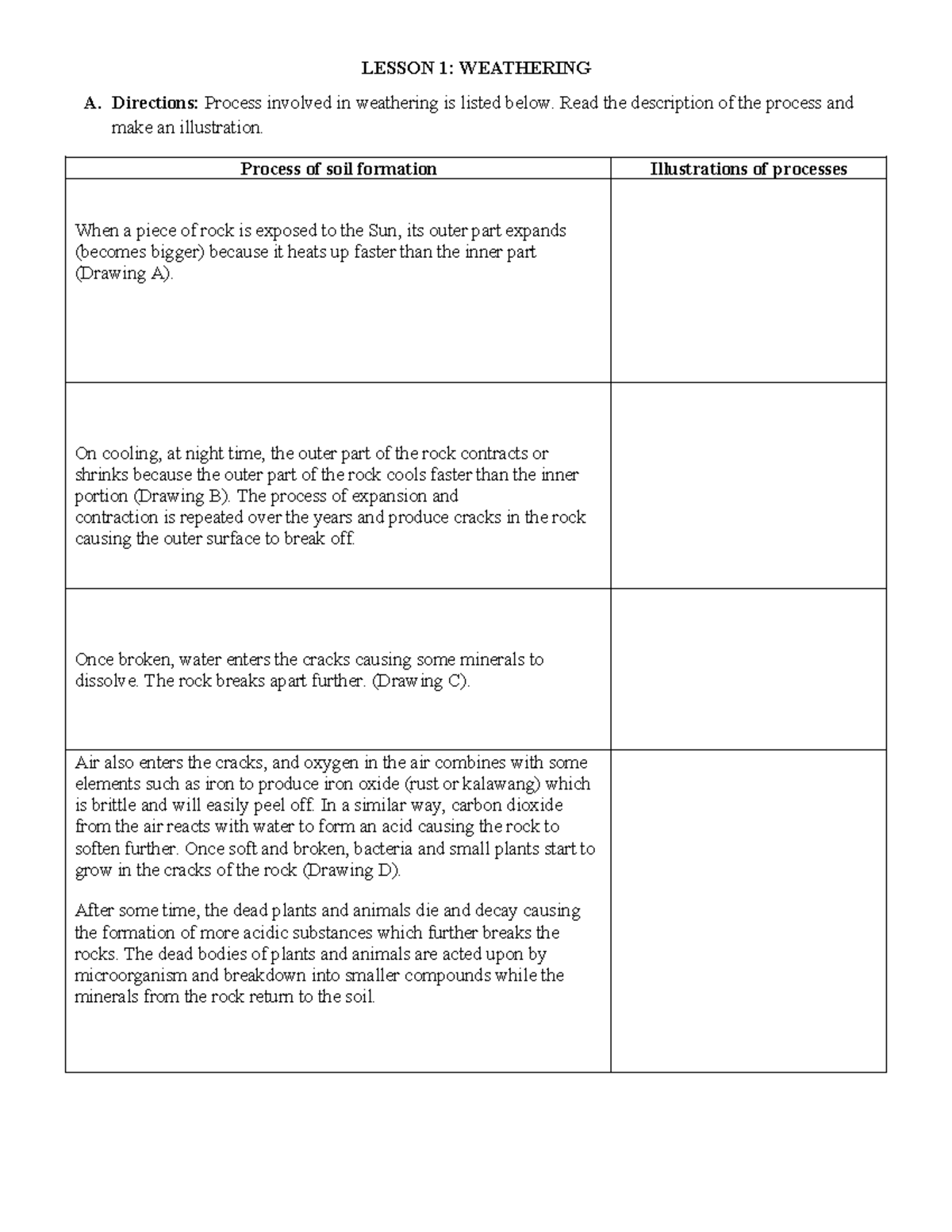 Lesson-1 - Questions for earth science - LESSON 1: WEATHERING A ...