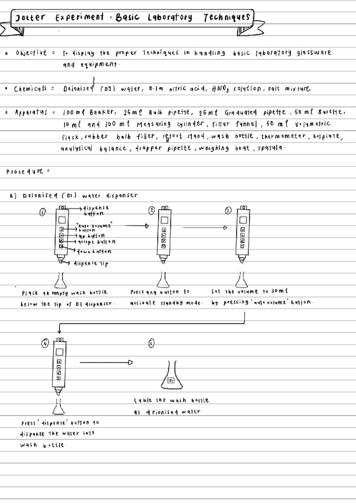 Basic Laboratory Techniques Jotter - CHM092 Experiment Revision - Studocu