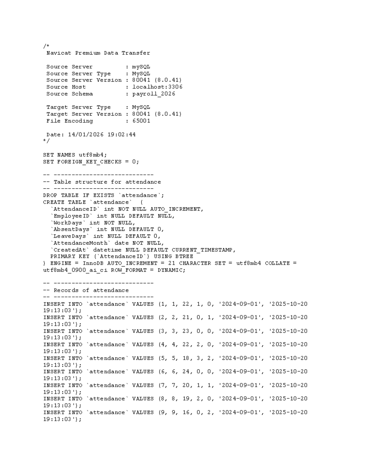 Payroll 2026 SQL Database Structure and Data Transfer Guide - Studocu