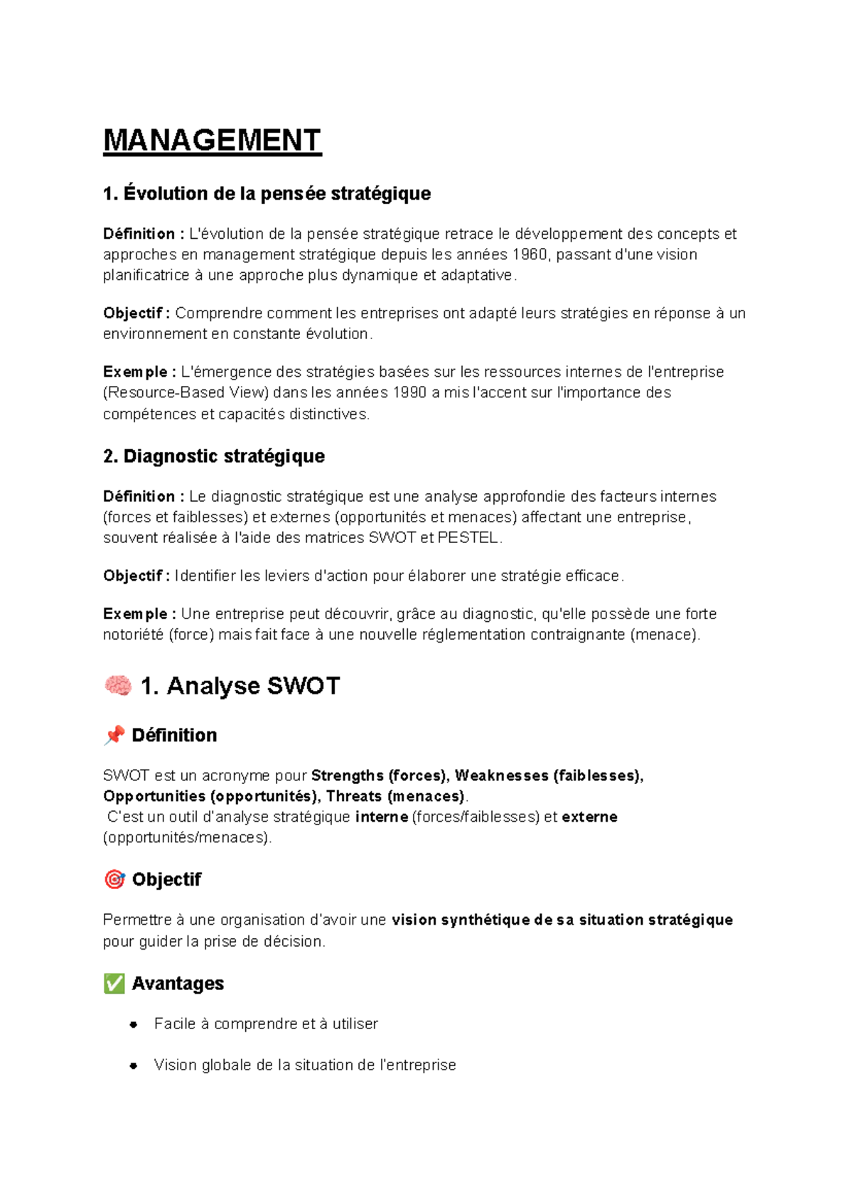 MANAGEMENT 1 - Stratégies et Outils de Pensée Stratégique - Studocu