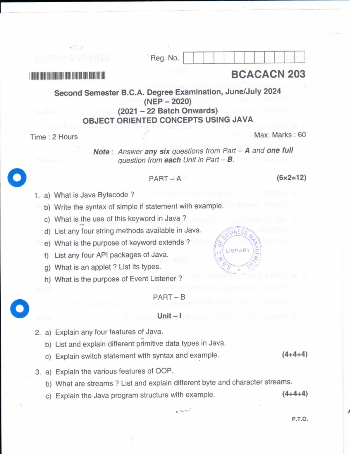 BCA II Sem Final Exam: Object Oriented Concepts Using Java - Studocu