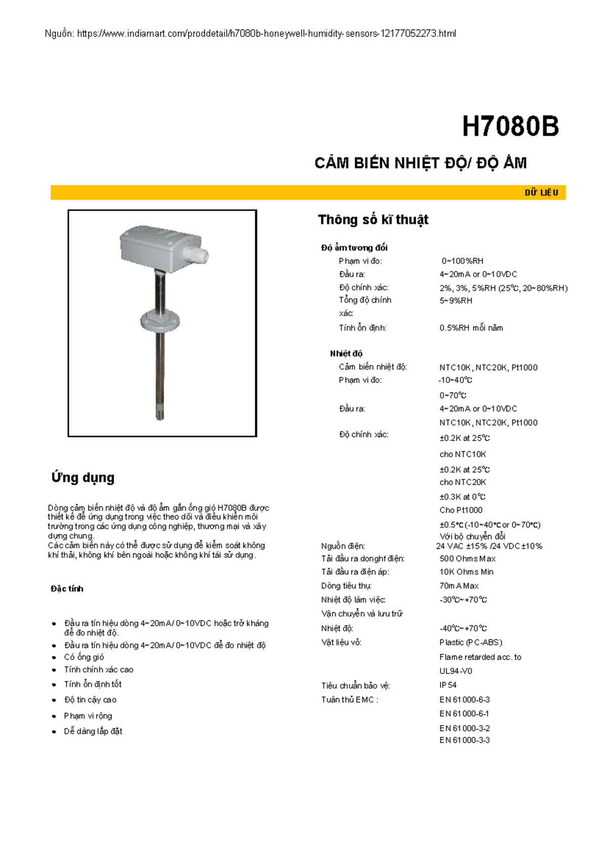 Honeywell-humidity-sensors - DỮ LIỆU Nguồn: - Studocu